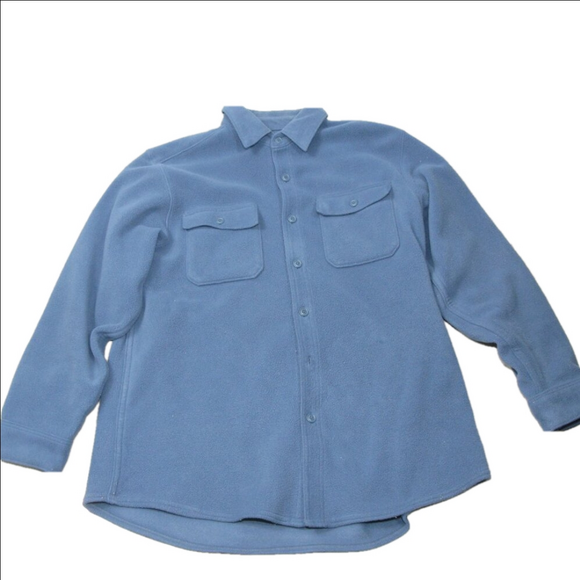 L.L. Bean Other - L.L. Bean Blue Fleece Button Front Long Sleeve Shirt Size Large
